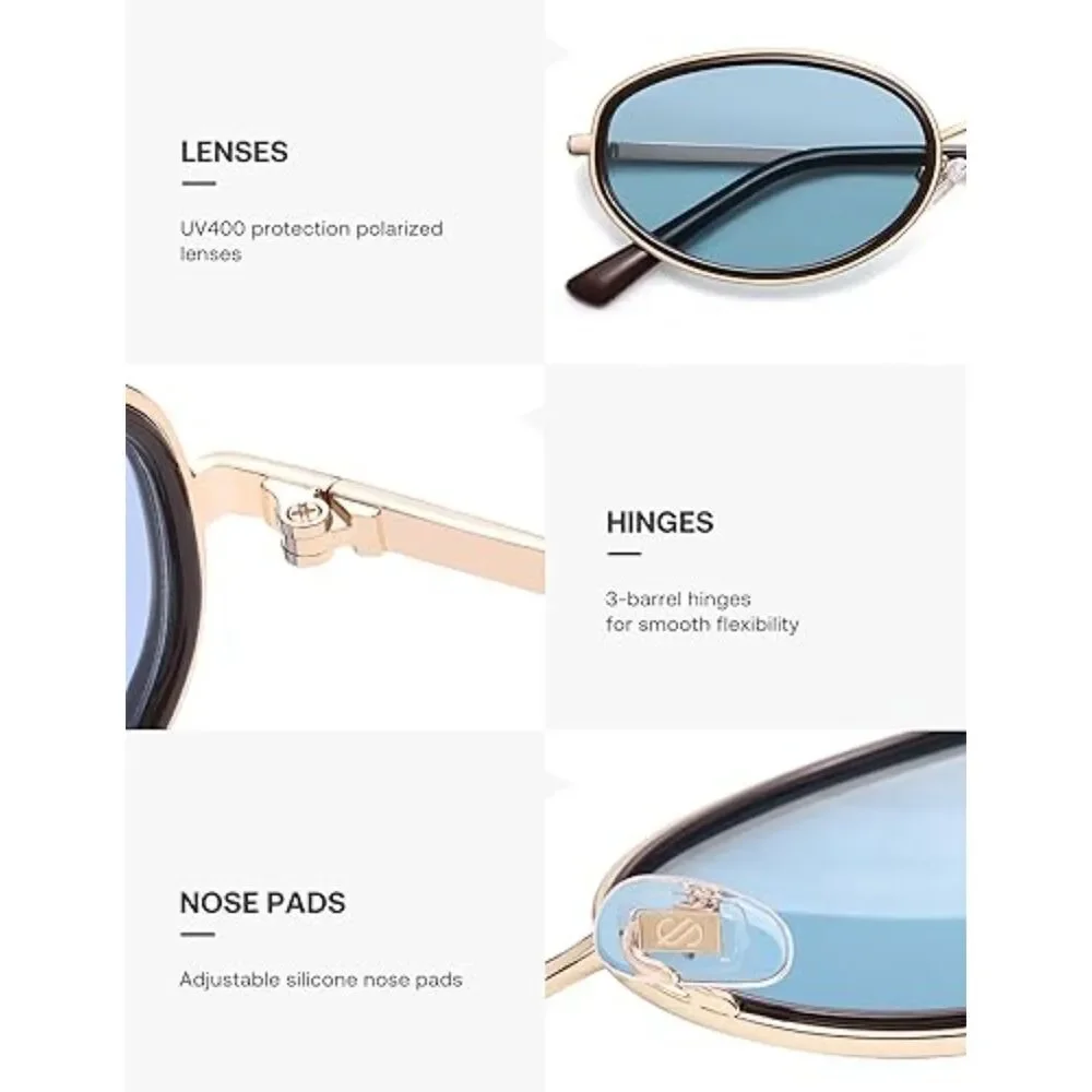 Trendy Oval Round Polarized Sunglasses for Men and Women Retro SJ1248